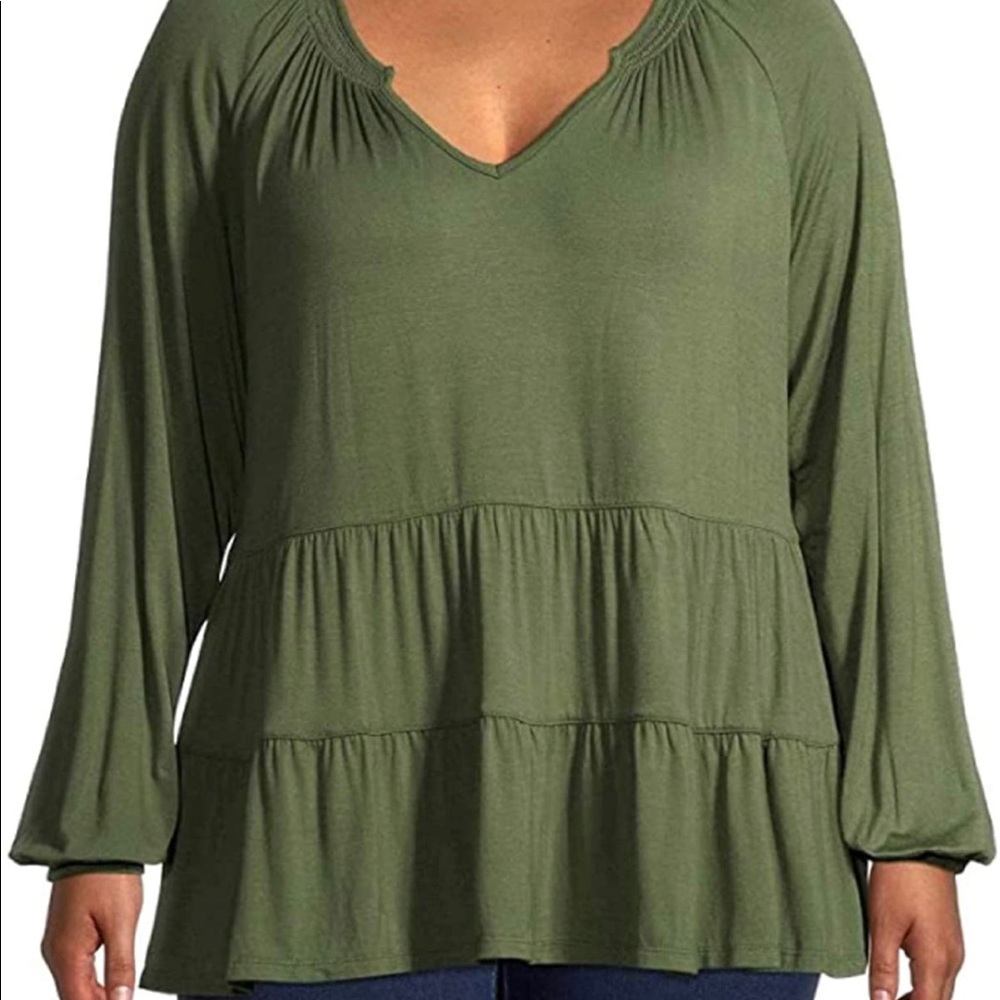 Terra & Sky NWT Womens Green Shirt Top Blouse Size 2X 20W 22W